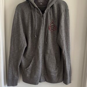 Vintage Lucky Brand Charcoal Zip-Up Men's Hoodie